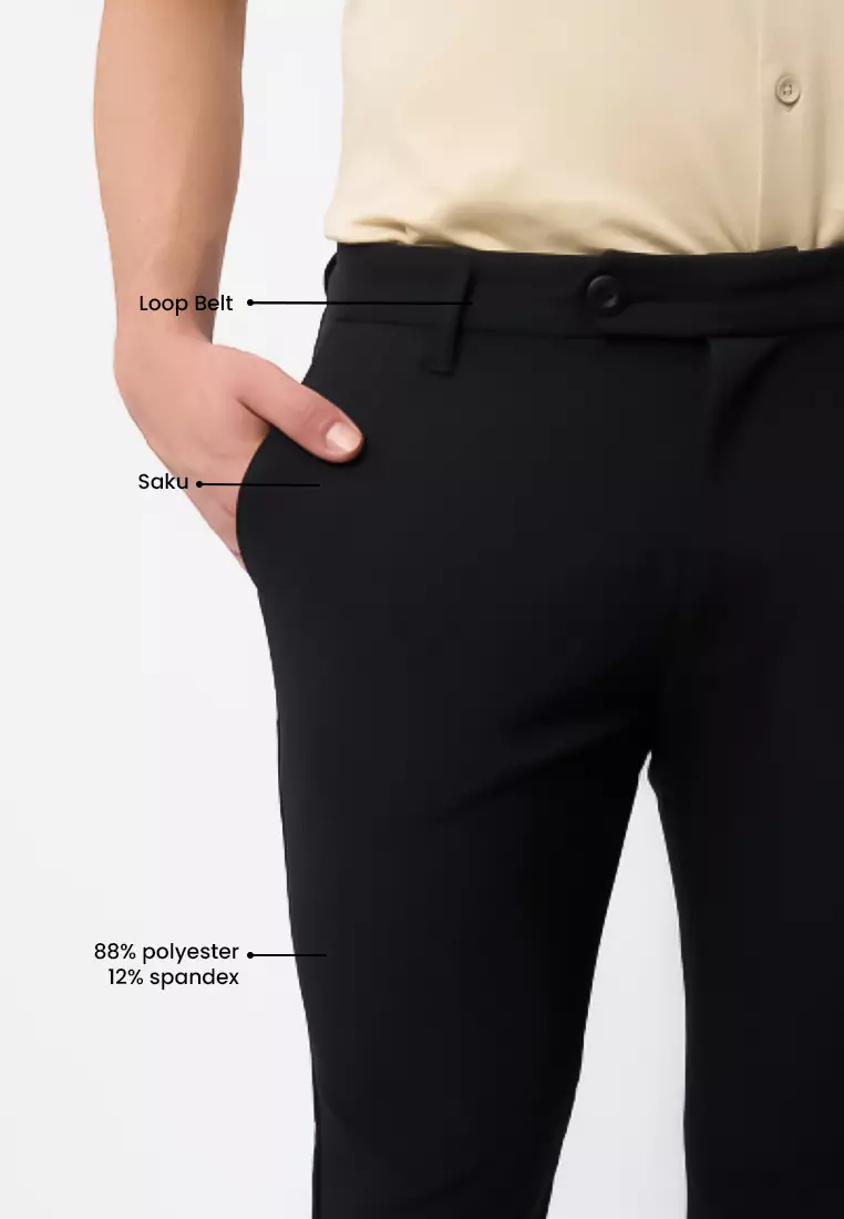 MANZONE - Celana Panjang Formal Pria Marc 04 Slim Fit - Black Warna Black