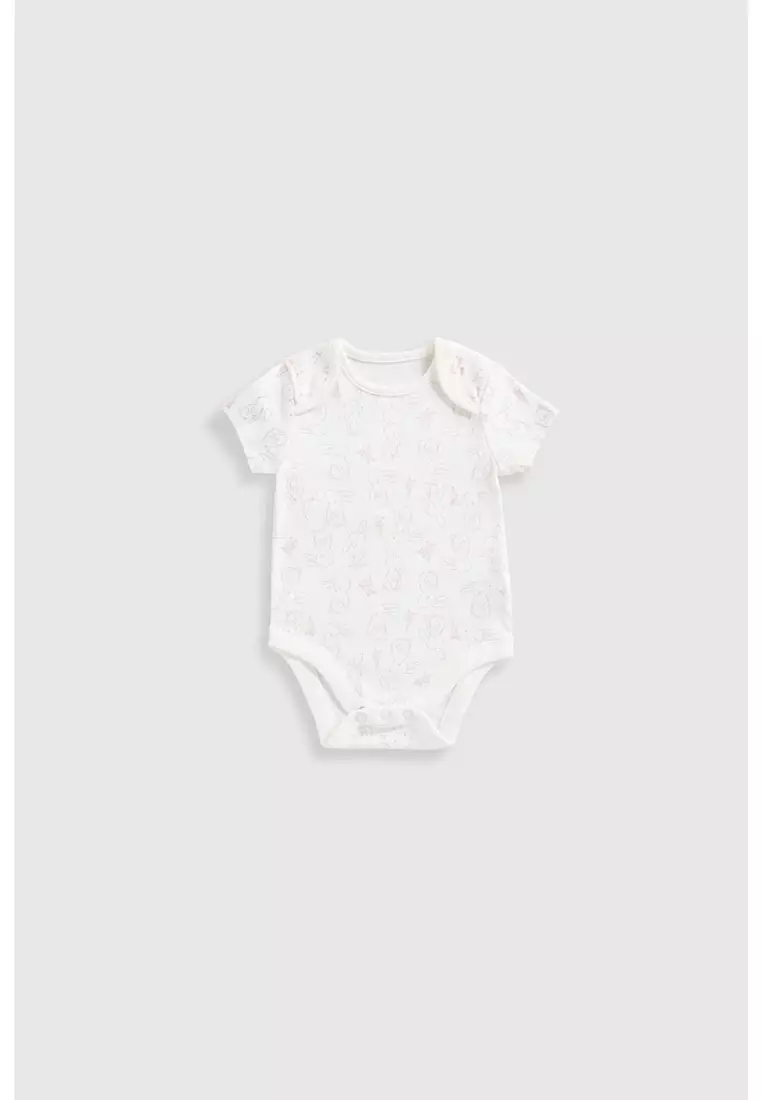 Floral Bunny Short-Sleeved Bodysuits - 5 Pack