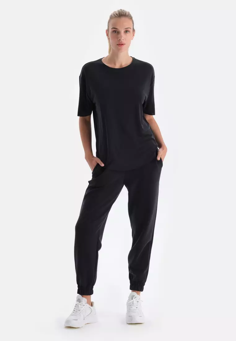 Black Trousers, Jogger, Rib, Activewear for Women