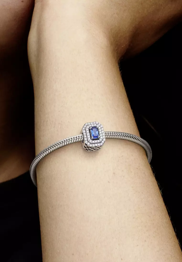 Pandora Blue Sparkling Levelled Rectangular Charm