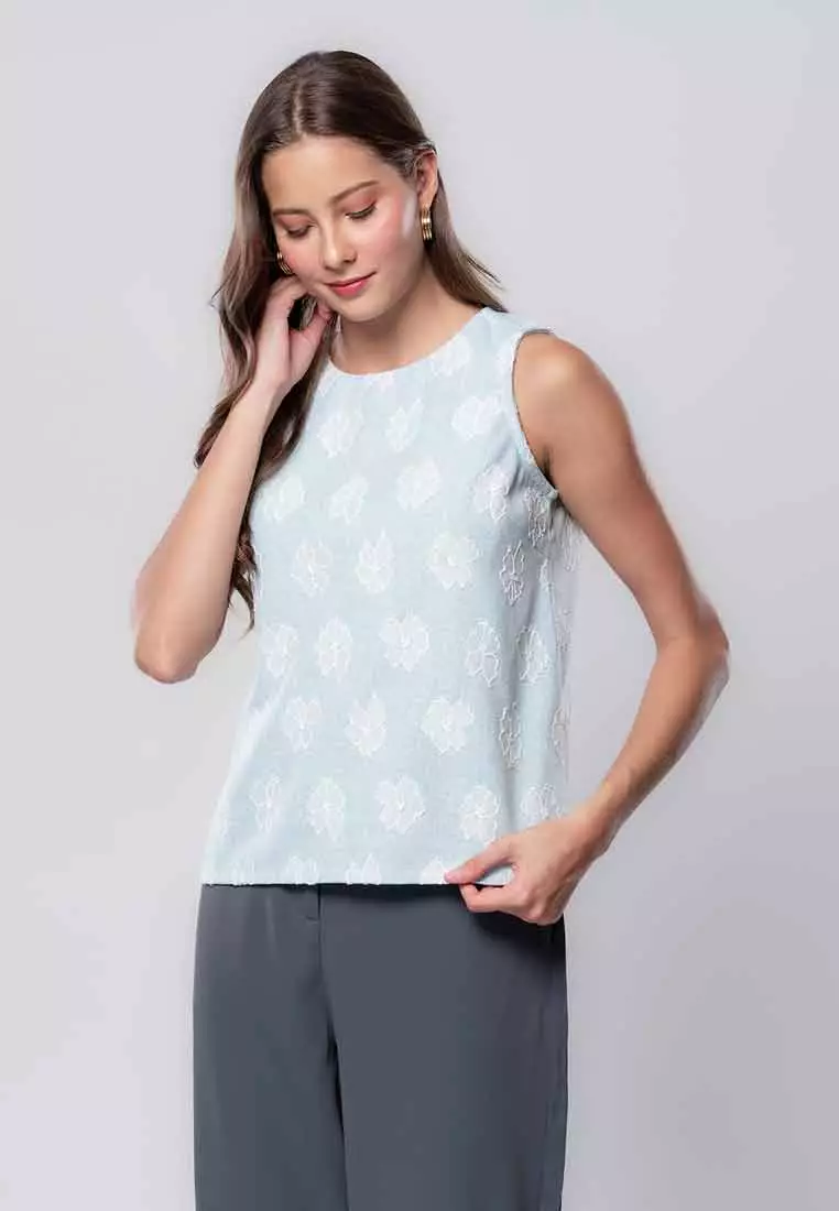 Elysia Rue Floral Embroidered Sleeveless Top