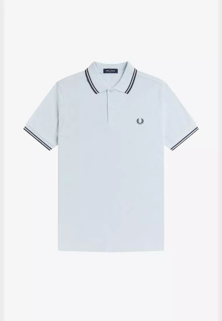 Fred Perry M3600 The Twin Tipped Fred Perry Shirt (Light Ice / Anchor Grey / Anchor Grey)