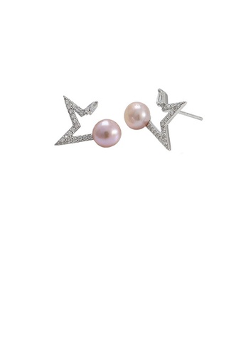 Glamorousky white 925 Sterling Silver Fashion Simple Star Purple Freshwater Pearl Stud Earrings with Cubic Zirconia 9B95FAC13D5331GS_1