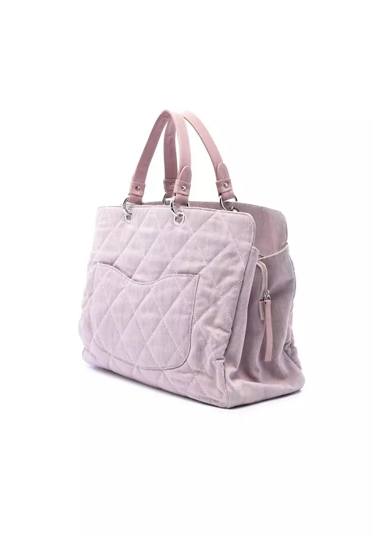 Pre-Loved Chanel Large Cc Quilted Denim Tote