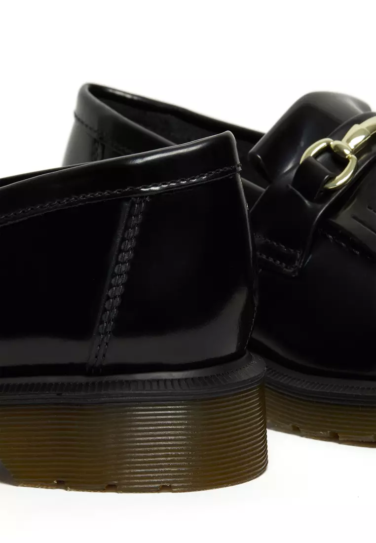 ADRIAN SNAFFLE SMOOTH LEATHER KILTIE LOAFERS BLACK - WOMEN