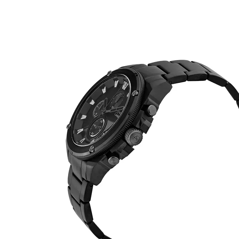 Jam Tangan Pria Alexandre Christie Chronograph AC 6646 MC BEPBA Men Black Dial Black Stainless Steel Strap