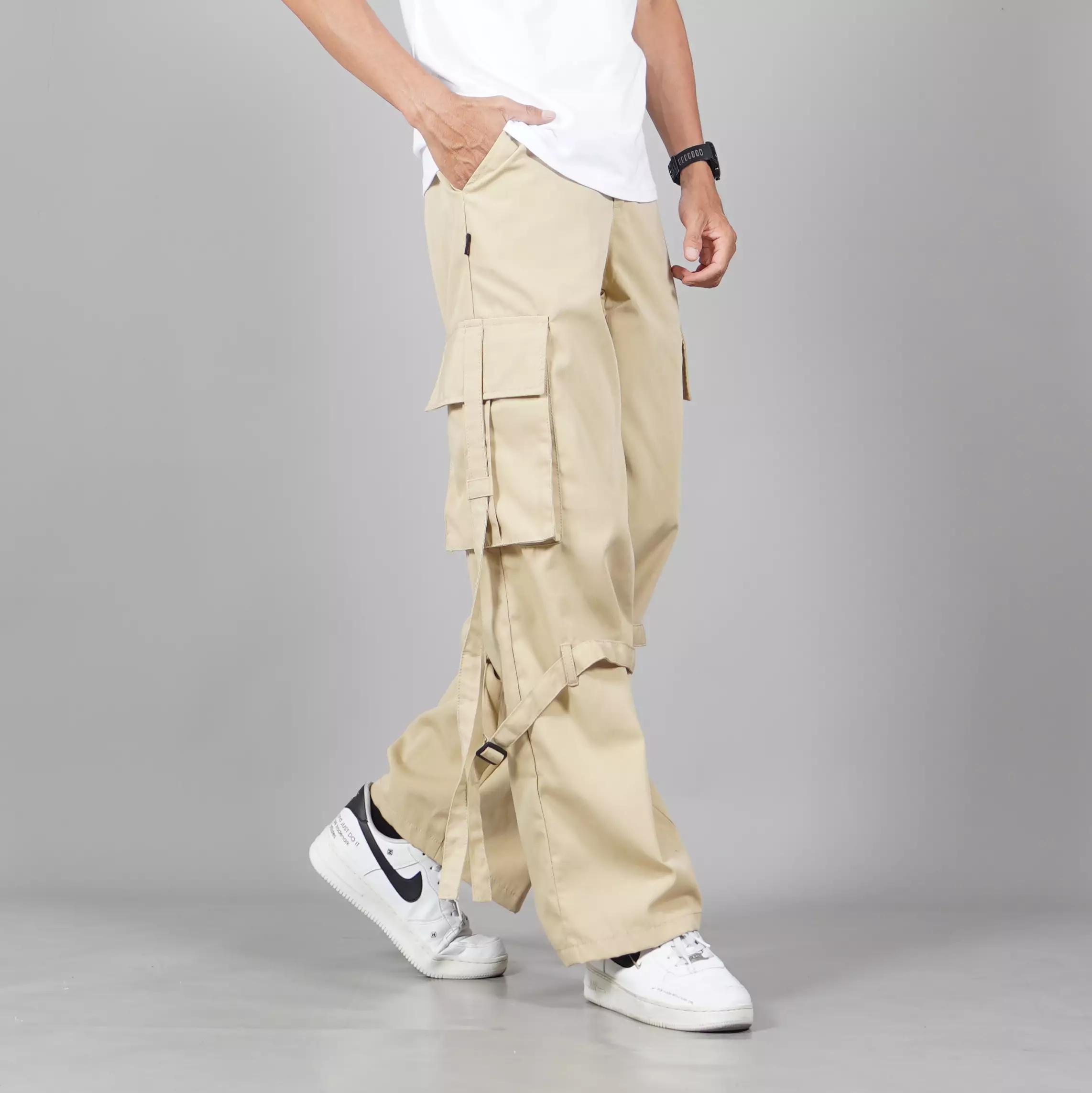  JAMES Celana Panjang Cargo Pria Celana Cargo Panjang Pria - KREM