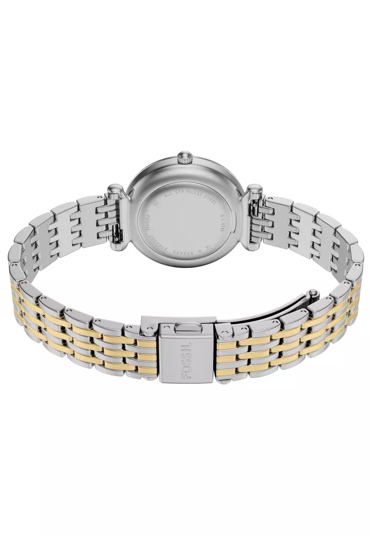Fossil Women's Carlie Analog Watch ( ES5439 ) - Quartz, Gold Case, Round Dial, 12 MM Two Tone Stainless Steel Band