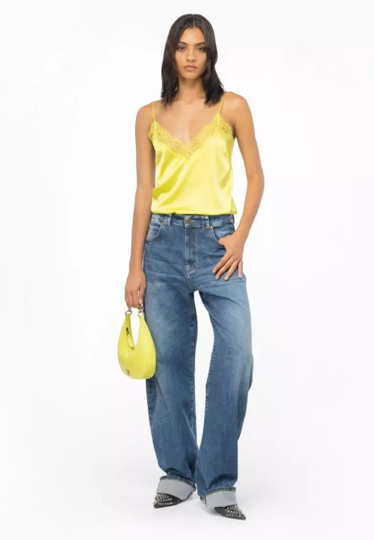 Buy Pinko TEVATRONE TOP SATIN STRETCH CON PIZZO 2025 Online