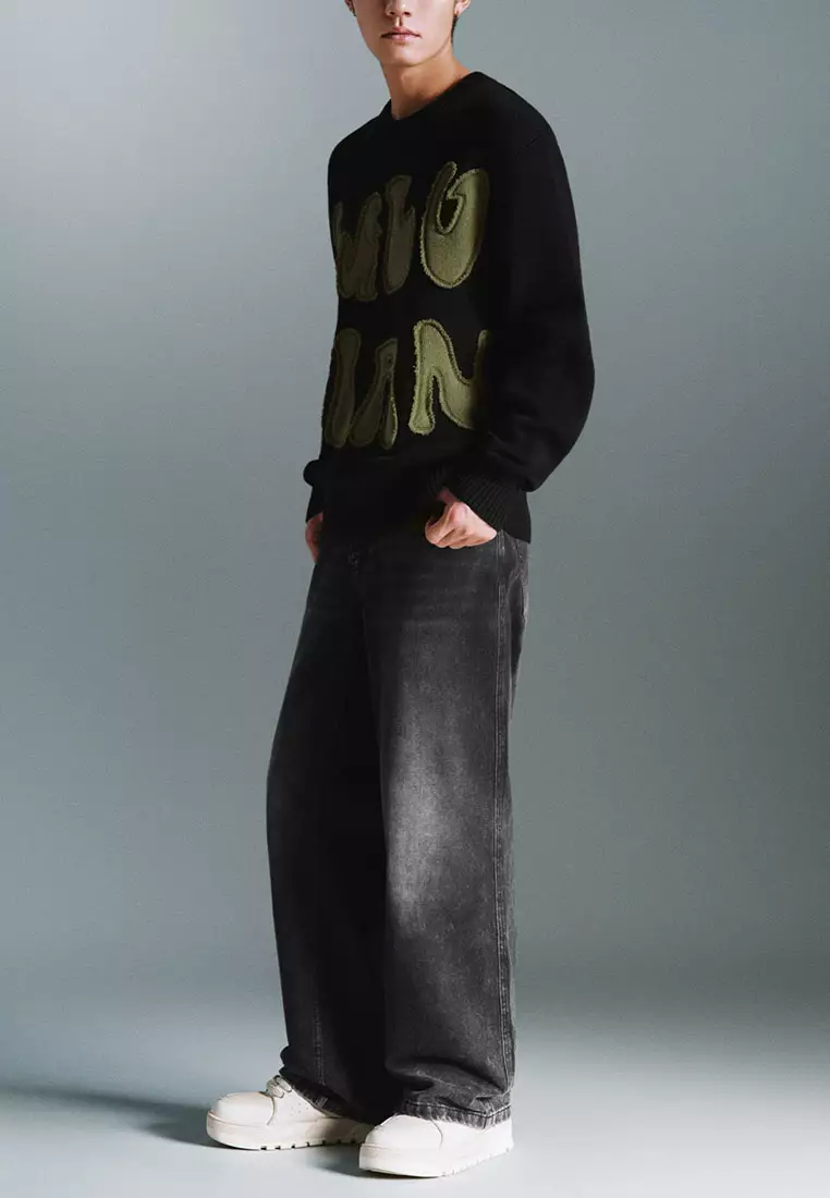 UR冬季新款男装休闲创意图案圆领长袖针织衫UMV940045