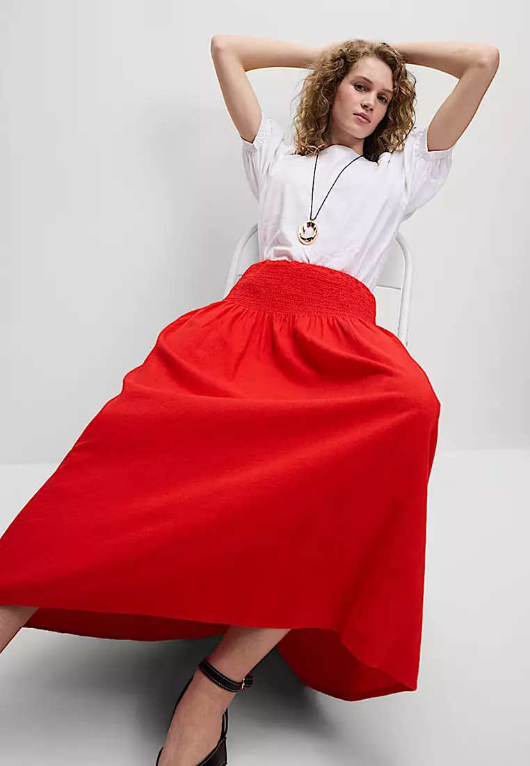 Linen Rich Maxi A-Line Skirt
