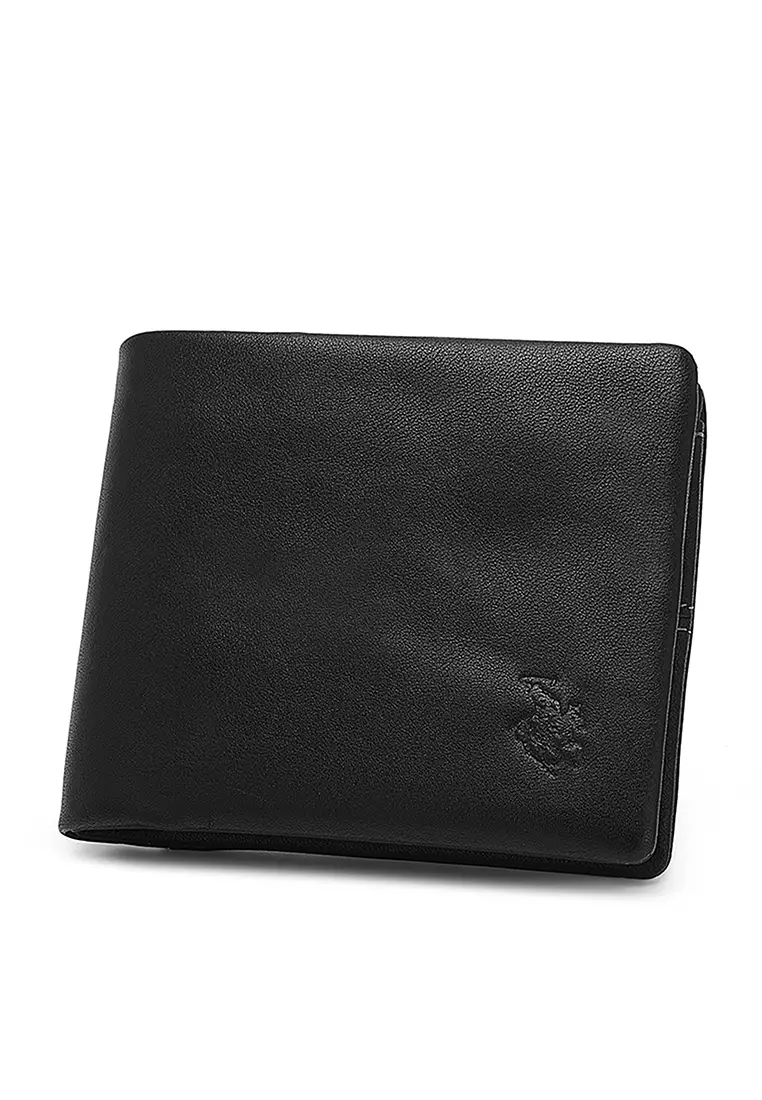 Genuine Leather RFID Short Wallet - Black