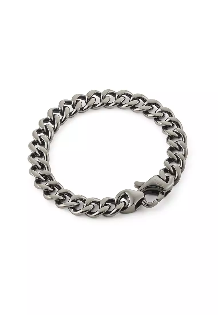 Ellipse Cuban Chain Bracelet Graphite Grey Unisex Bracelet for women and men stainless steel crystal Bracelet DW Official Authentic Original gelang tangan perempuan lelaki DW