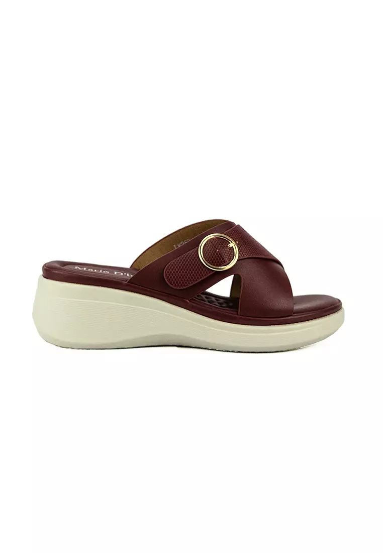 Discount on Mario D' boro Runway  shoes - SKU: Women's Wedge Sandals LW 25742 Maroon C46