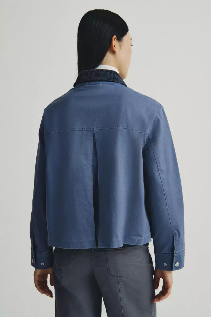 Corduroy-collar twill jacket