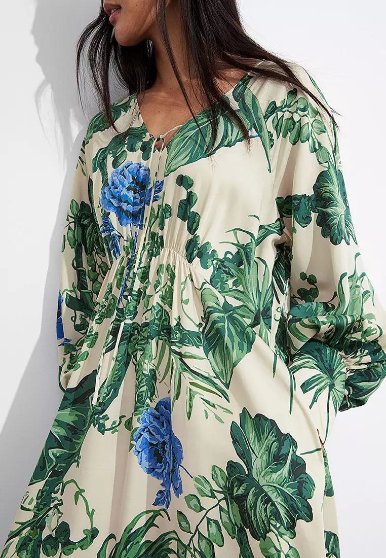 V-Cut Satin Midi Dress