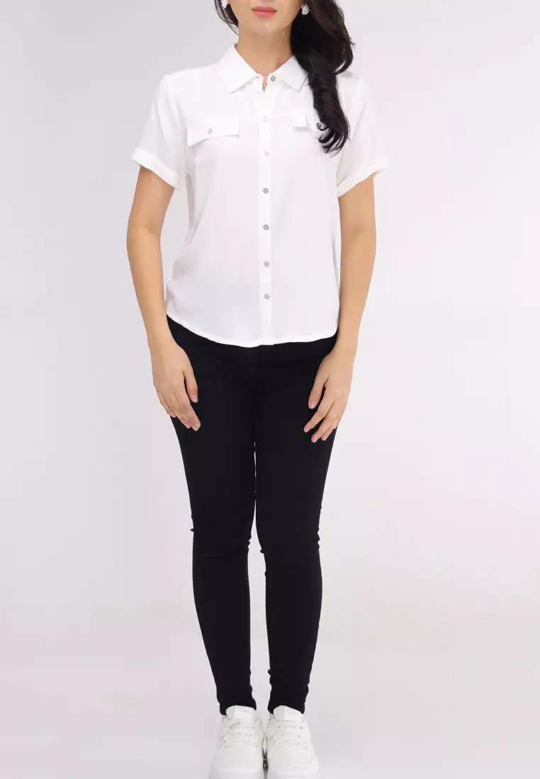 Short Sleeves W/ Collar Blouse