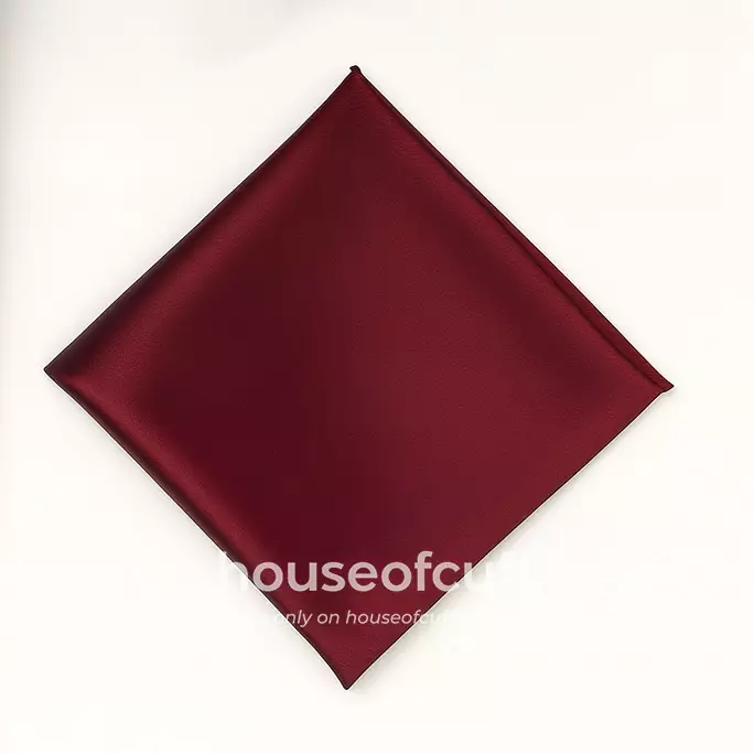 Houseofcuff dasi panjang dasi kupu pocket square satin Maroon
