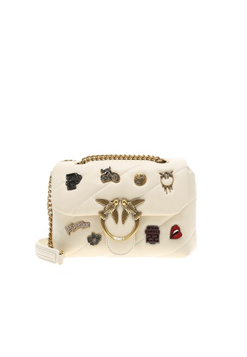 Pinko white Pinko Mini LOVE PUFF Badge Inclined Quilting Chain Leather Shoulder Belt Bird Swallow Bag 09DC6AC5600375GS_1
