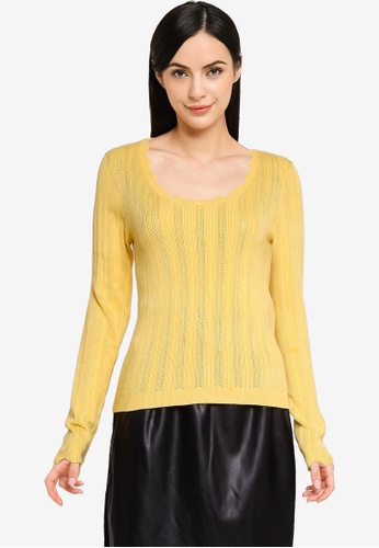 Vero Moda yellow Khaiya Scoop Neckline Sweater 904DBAAFBEA20DGS_1