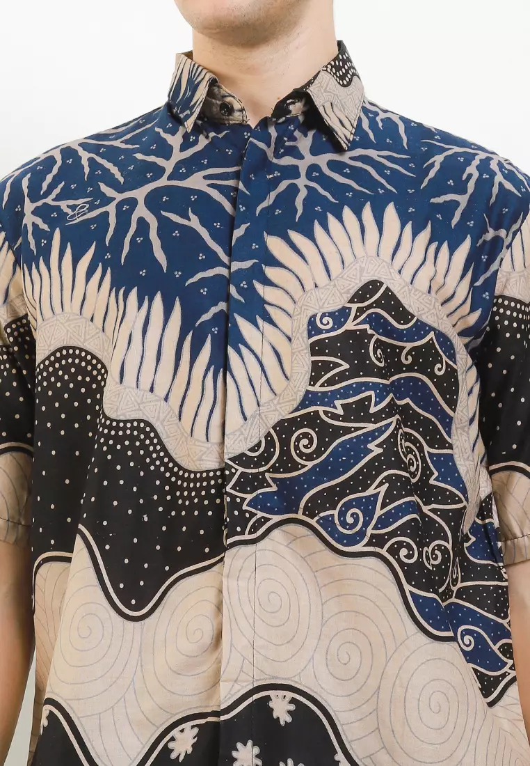 Hawaii Kemeja Batik Premium Pria Casual Modern Lengan Pendek