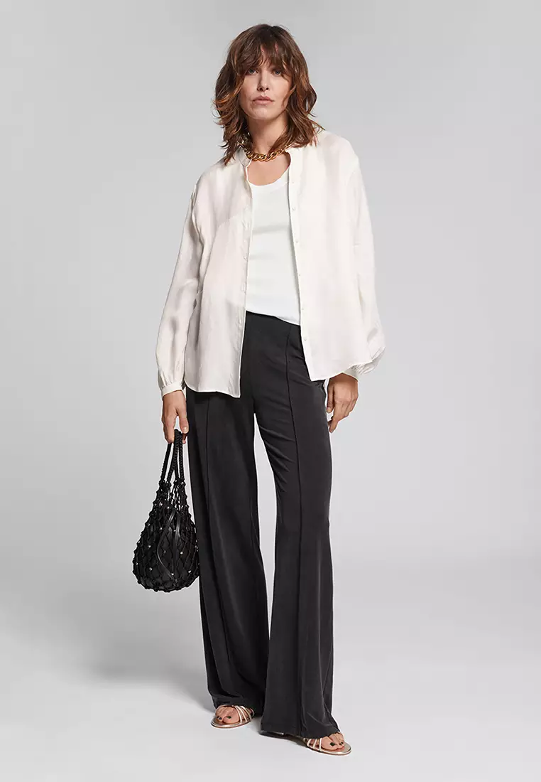 Cupro Pin Tuck Trousers