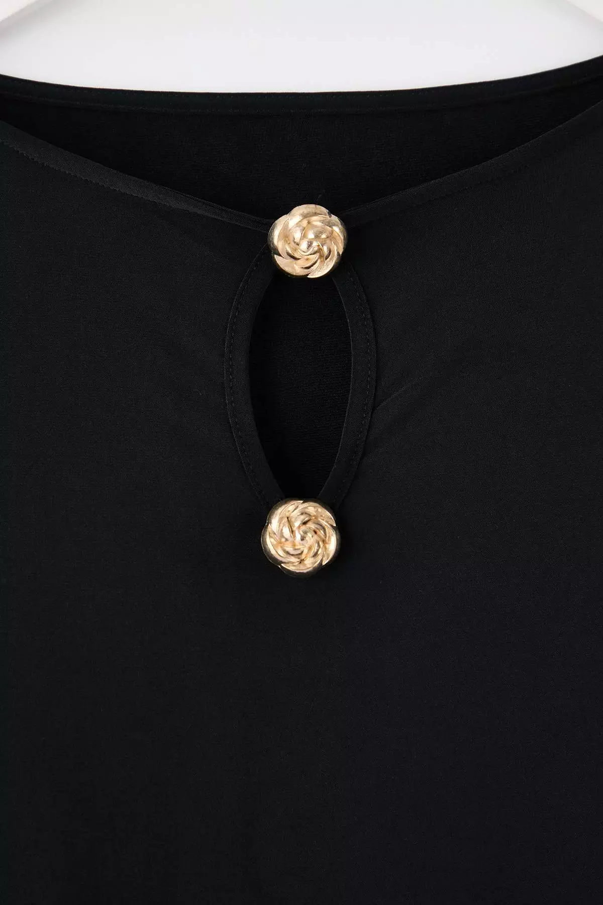 Black Fitted/Bodycon Accessory/Cut Out Detailed Long Sleeve Stretchy Knitted Blouse Tbbaw26Af00128