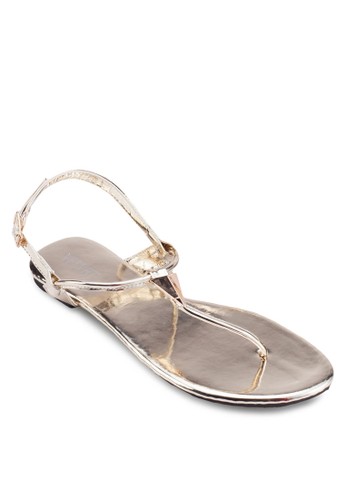 Jena Metallic Sandals With Metal Triesprit 台中angle Detail, 女鞋, 鞋