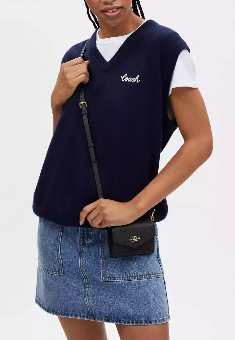 Coach Mini Envelope Wallet With Strap Black