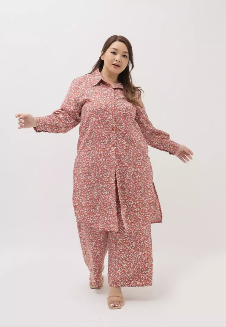 Plus Size Alya Set Floral Edition Coral