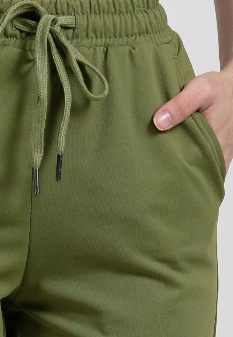 Forest Ladies Casual Polyester Elastic Waist Jogger Pants Women Casual Long Pants - 810542-48Olive