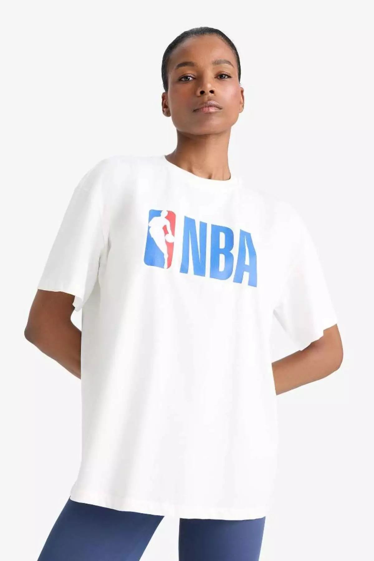 Defactofit Nba Wordmark Oversize Wide Fit Crew Neck Printed Short Sleeve T-Shirt T5506Az25Sm