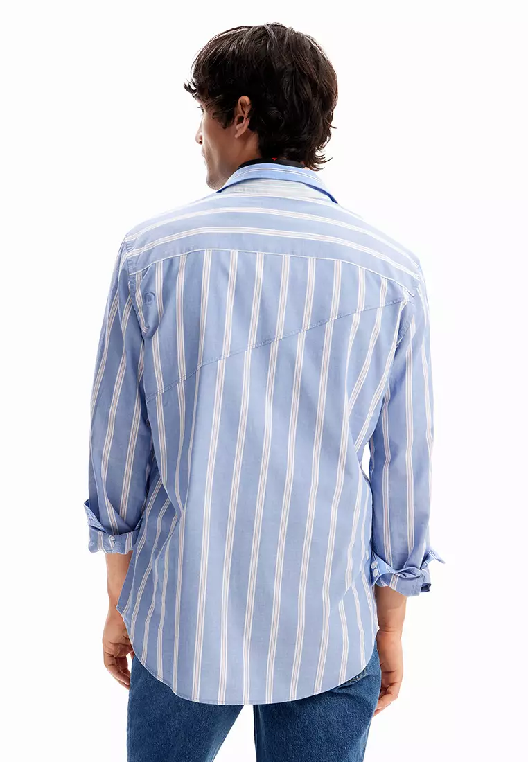 Desigual Man Patchwork striped shirt.