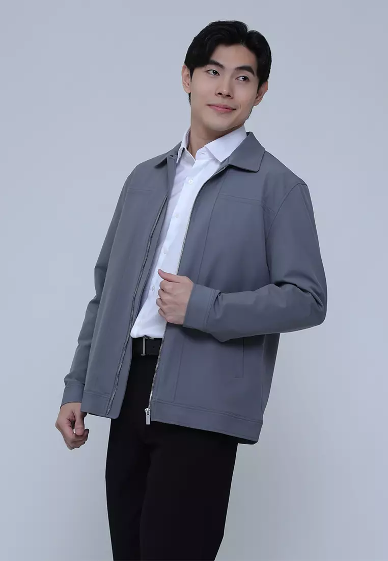 Solid Basic Nylon Collar Jacket