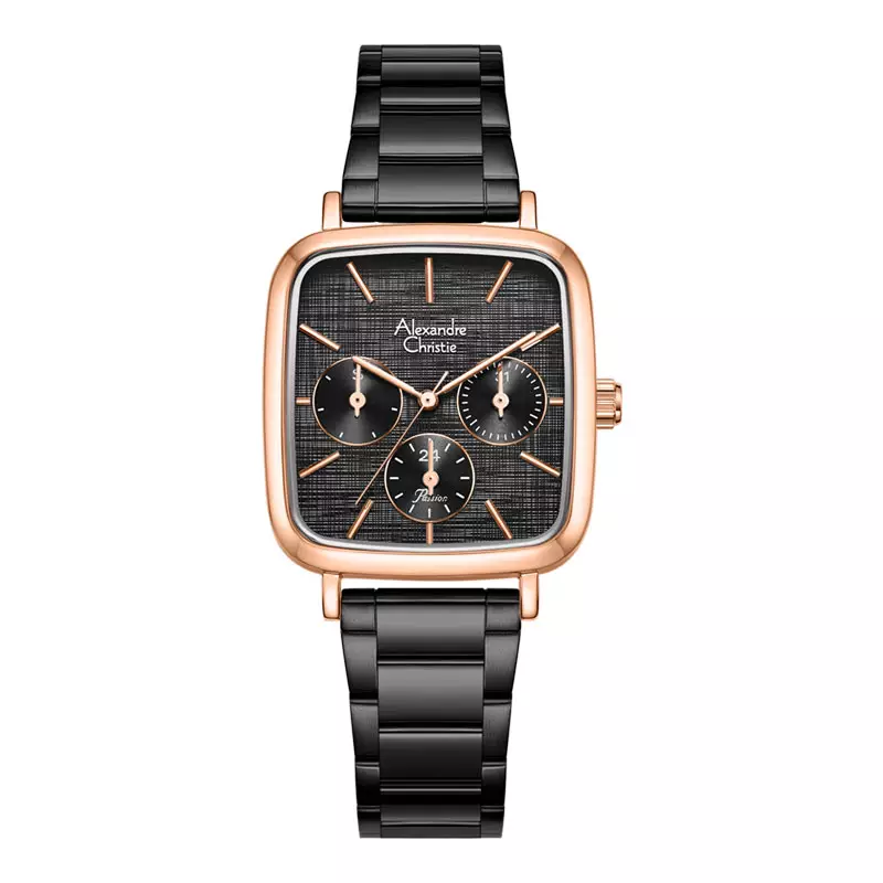 Jam Tangan Wanita Alexandre Christie Passion AC 2B91 BF BBRBA Ladies Black Dial Black Stainless Steel Strap