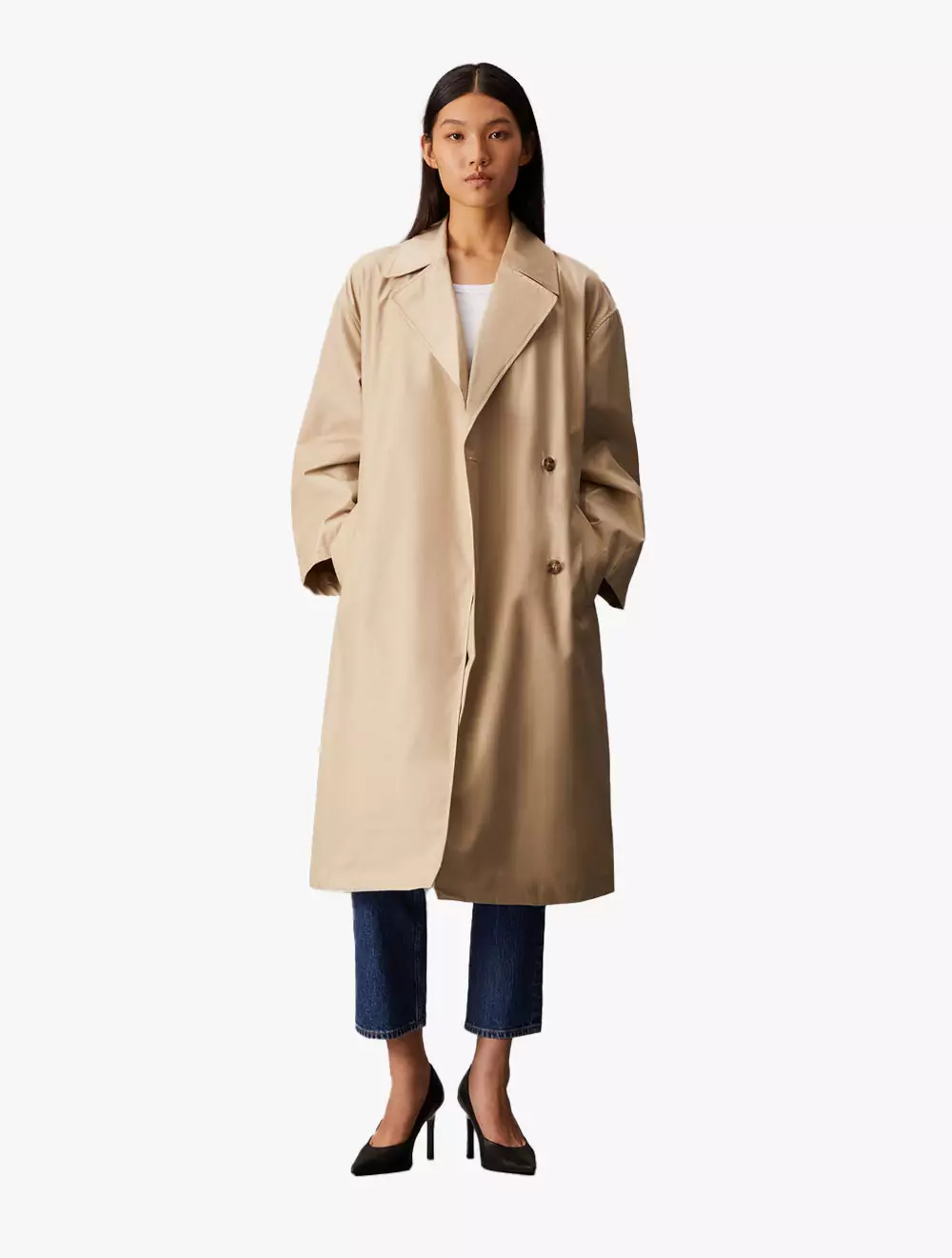 Jual Calvin Klein Calvin Klein Organic Cotton Blend Trench Coat