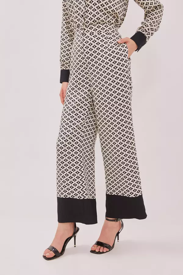 MINIMAL - Saviana - Geometric Printed Trouser  - Black Warna Black