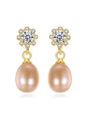 SUNRAIS gold Premium color stone gold drop earrings F72C8AC9BDB88DGS_1