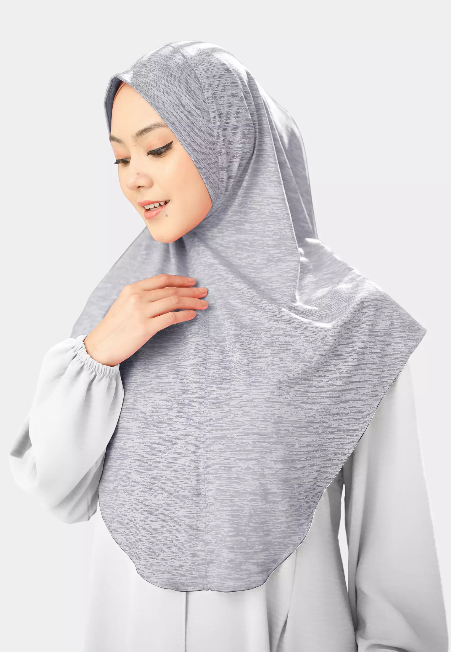 Cotton Bee - Gyra Instan | Bergo Jersey Tekstur - Glacier Grey