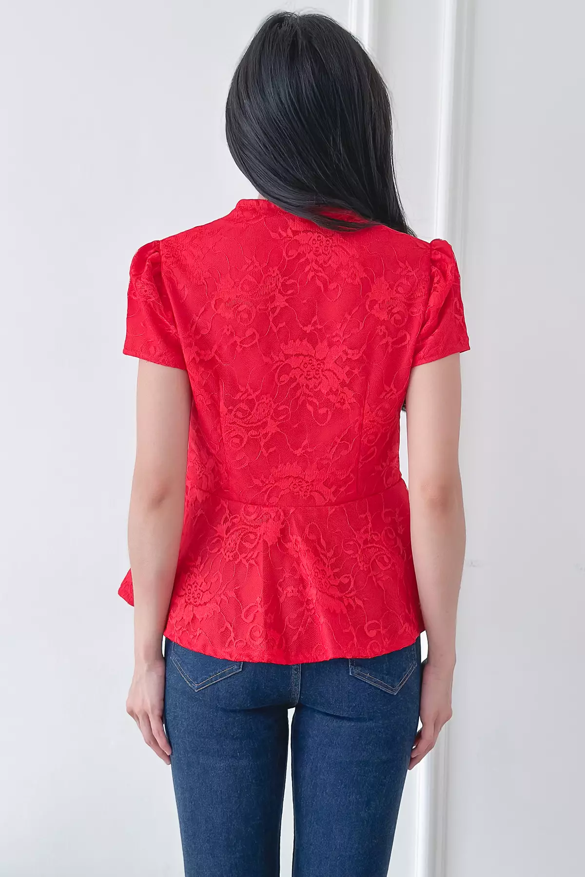 Sinok Peplum Merah Batik Kebaya