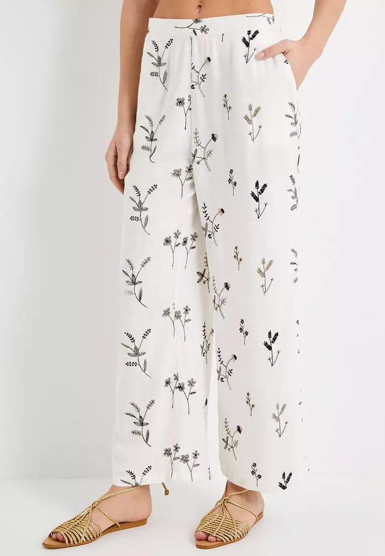 Printed Wide Leg Trousers