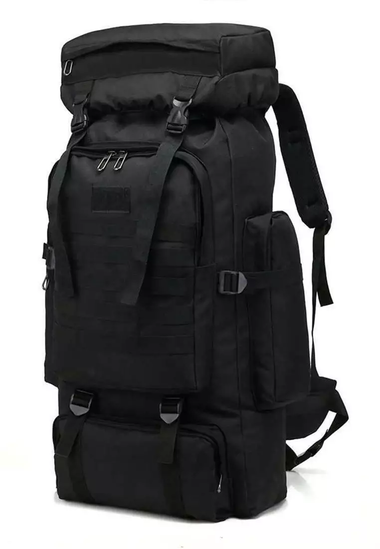 Jovin Tas Ransel Militer Pria Hiking Kamuflase Waterproof 80L Material Oxford ORIGINAL - Black