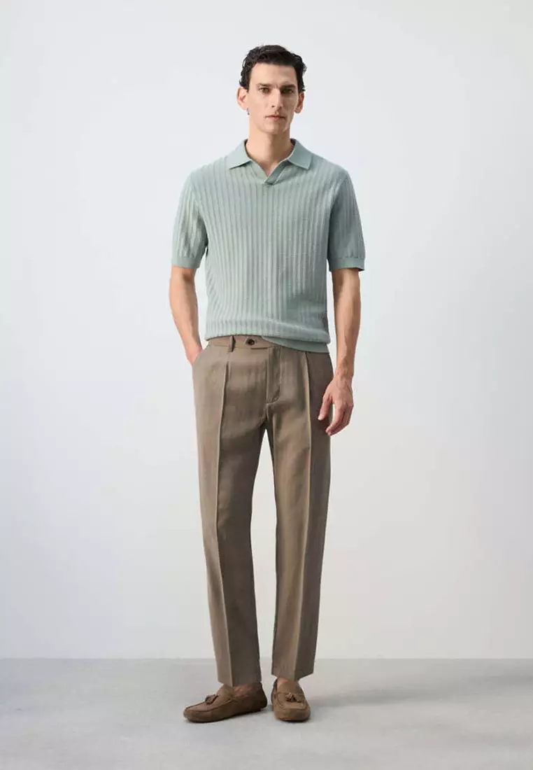 Regular-Fit Pleated Trousers