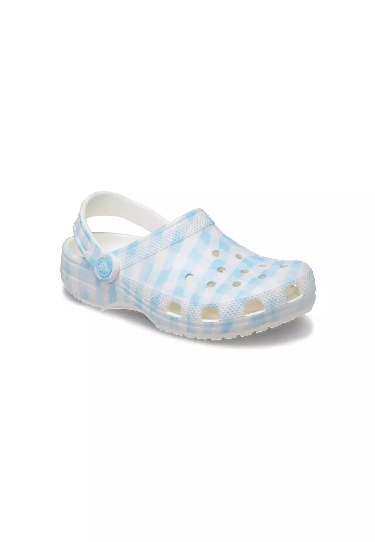 Discount on Crocs  shoes - SKU: Classic Gingham Clog in White Blue