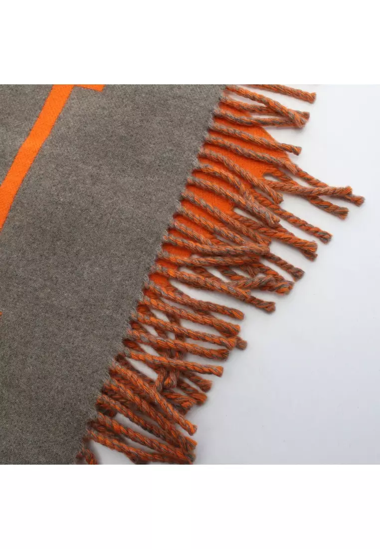 Pre-Loved Louis Vuitton Écharpe City Fluorescent Scarf wool cashmere orange gray