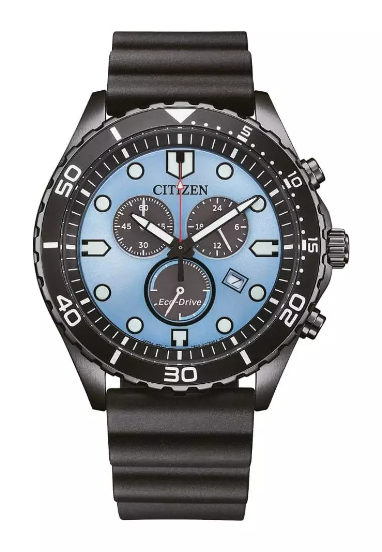Buy Citizen Citizen Eco-Drive Blue Dial Black Rubber Strap Men
