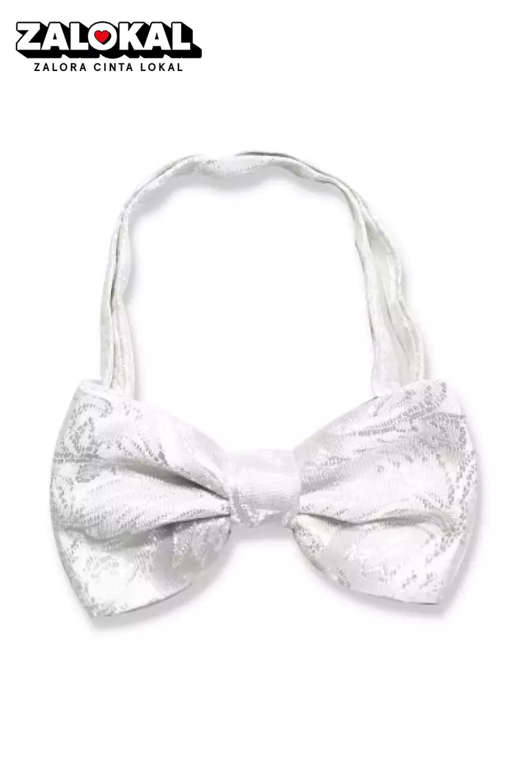 Dasi Kupu Batik Putih Bow Tie Instant Pria Wedding Houseofcuff