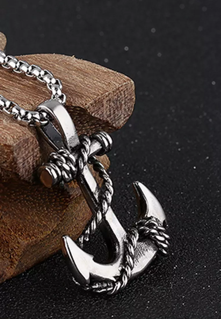 Mens discount anchor necklace