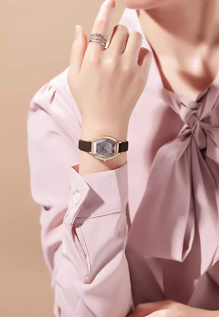 Jam Tangan Wanita Original Kasual Tali Kulit Elegan Style Jam Tangan Cewek SL6118 brown