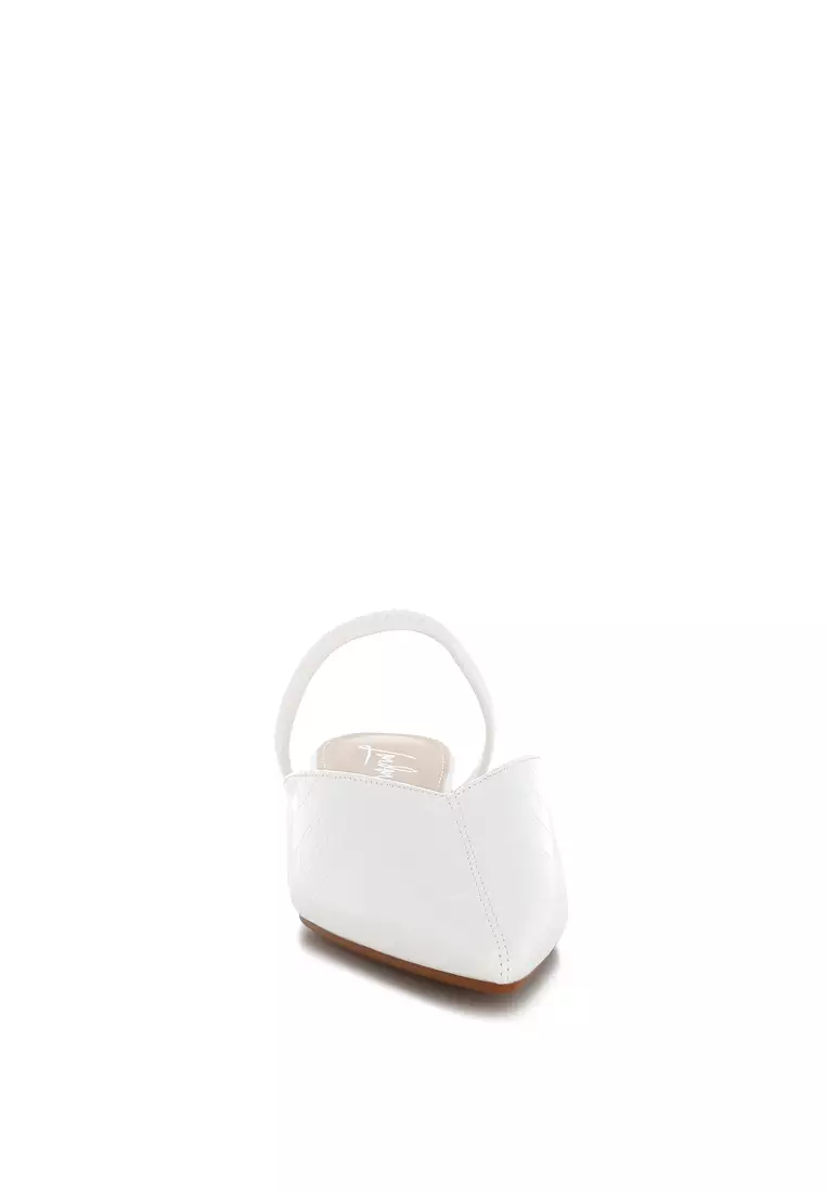 Fantasy Heel Croco Mules In White
